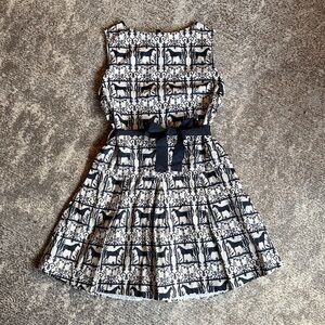 Black and Cream crewcuts from J Crew Horse Patterned Dress with Bow